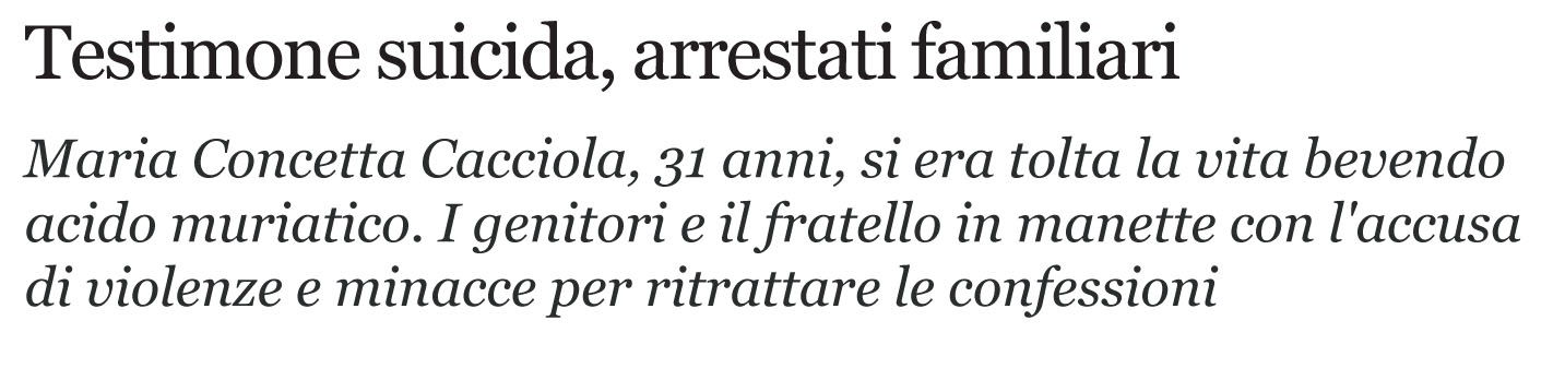 Maria Concetta Cacciola, arrestati i familiari