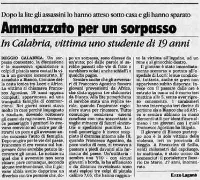 Francesco Agostino, l'omicidio in cronaca/file 1